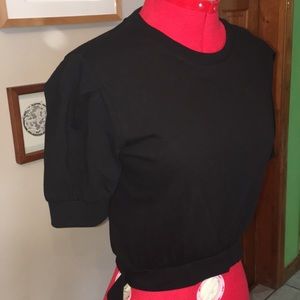 Black cropped length top with tie Sz SM